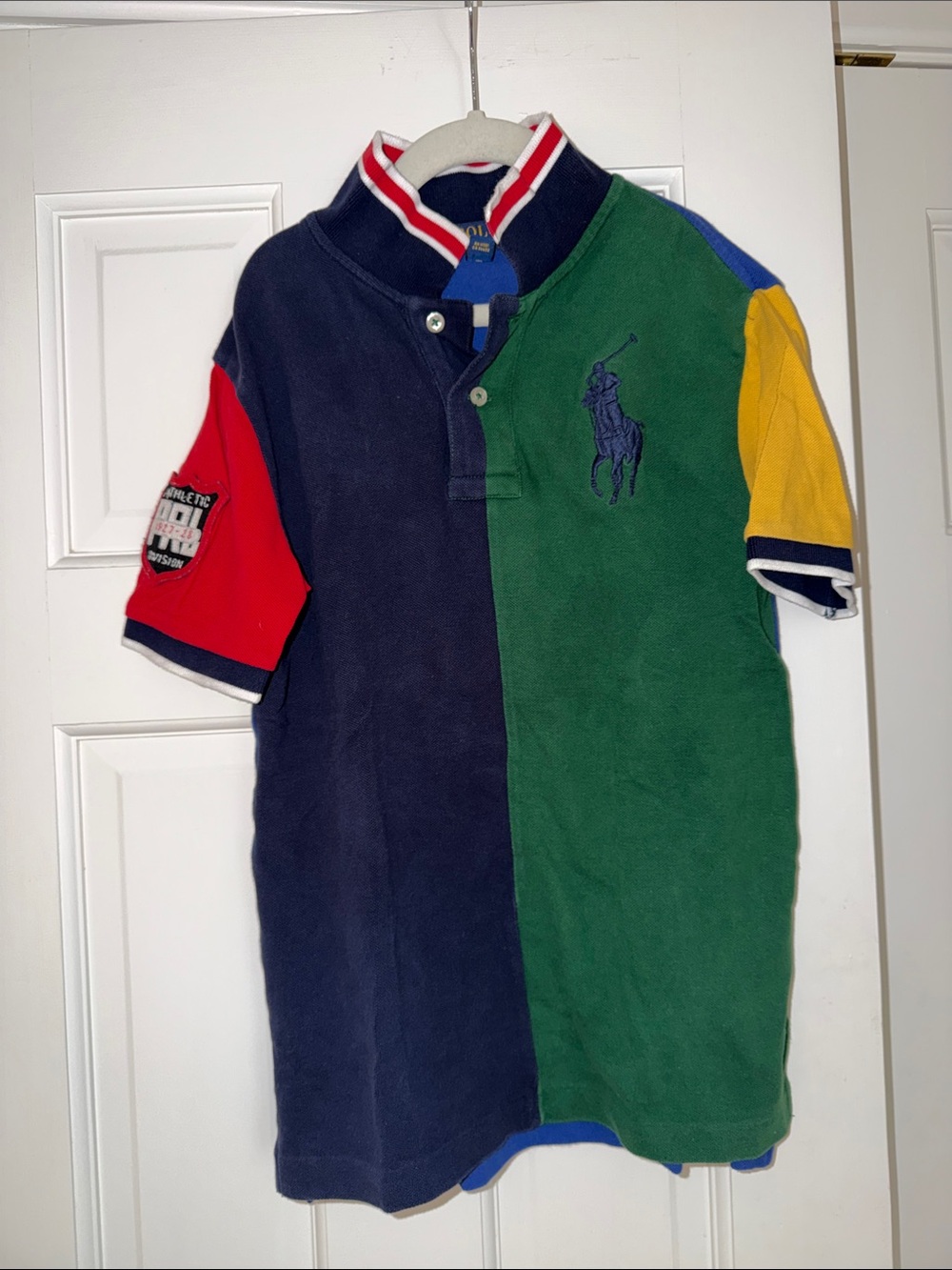 Polo by Ralph Lauren Boys Colorblock Rugby Polo - Navy, Green, Red & Yellow